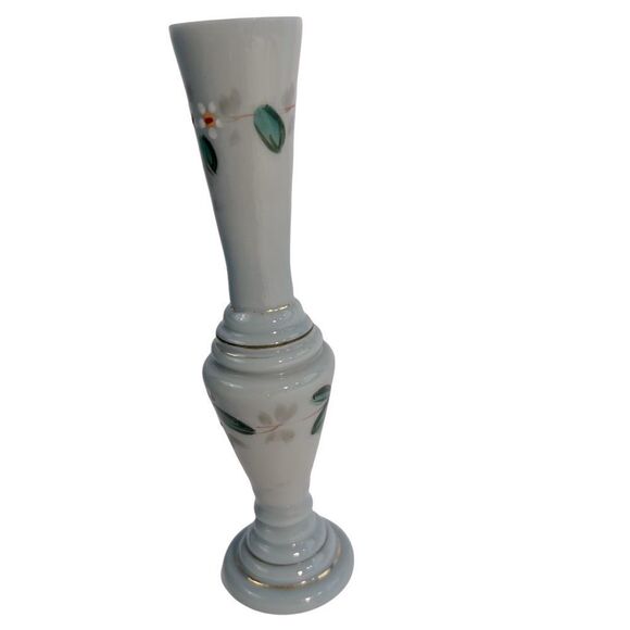 Bristol Hand Blown Glass Vase Victorian ERA 1880-1900’s 6” Hand Painted Blue‎ - Picture 4 of 6